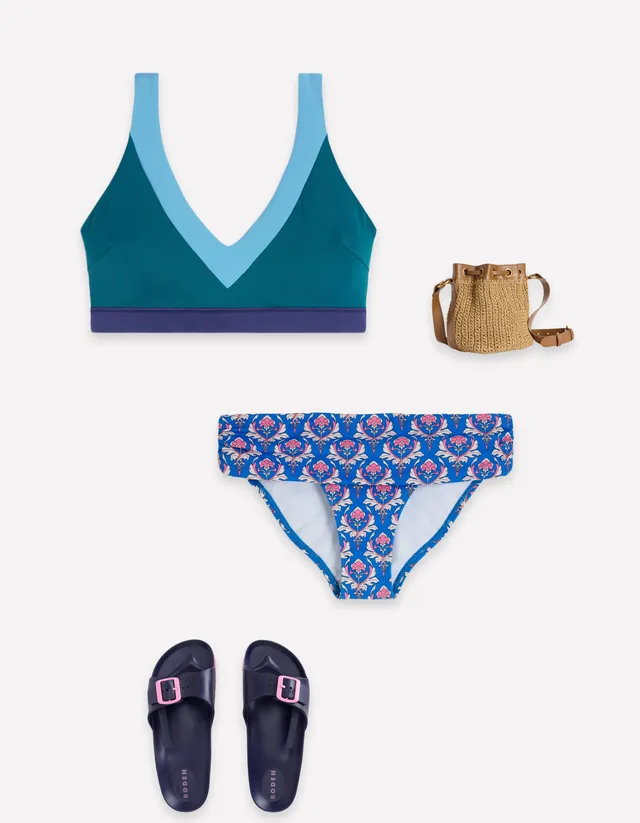 Classic Fold Bikini Bottoms - Blue, Ornamental Stamp | Boden USA
